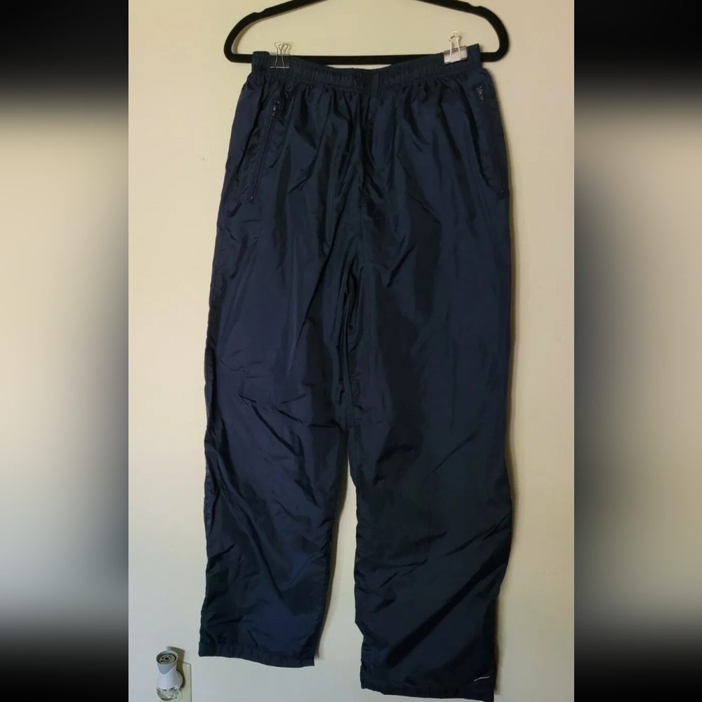 Vintage Style Nike Navy Blue Cotton Lined Track Pants w/ Elastic + Drawstring